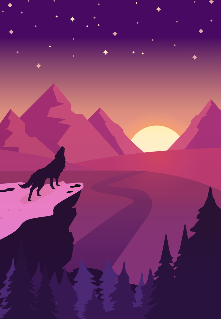 Sunset Landscapes wolf